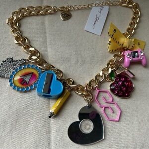 Betsey Johnson School Supplies Charm Necklace